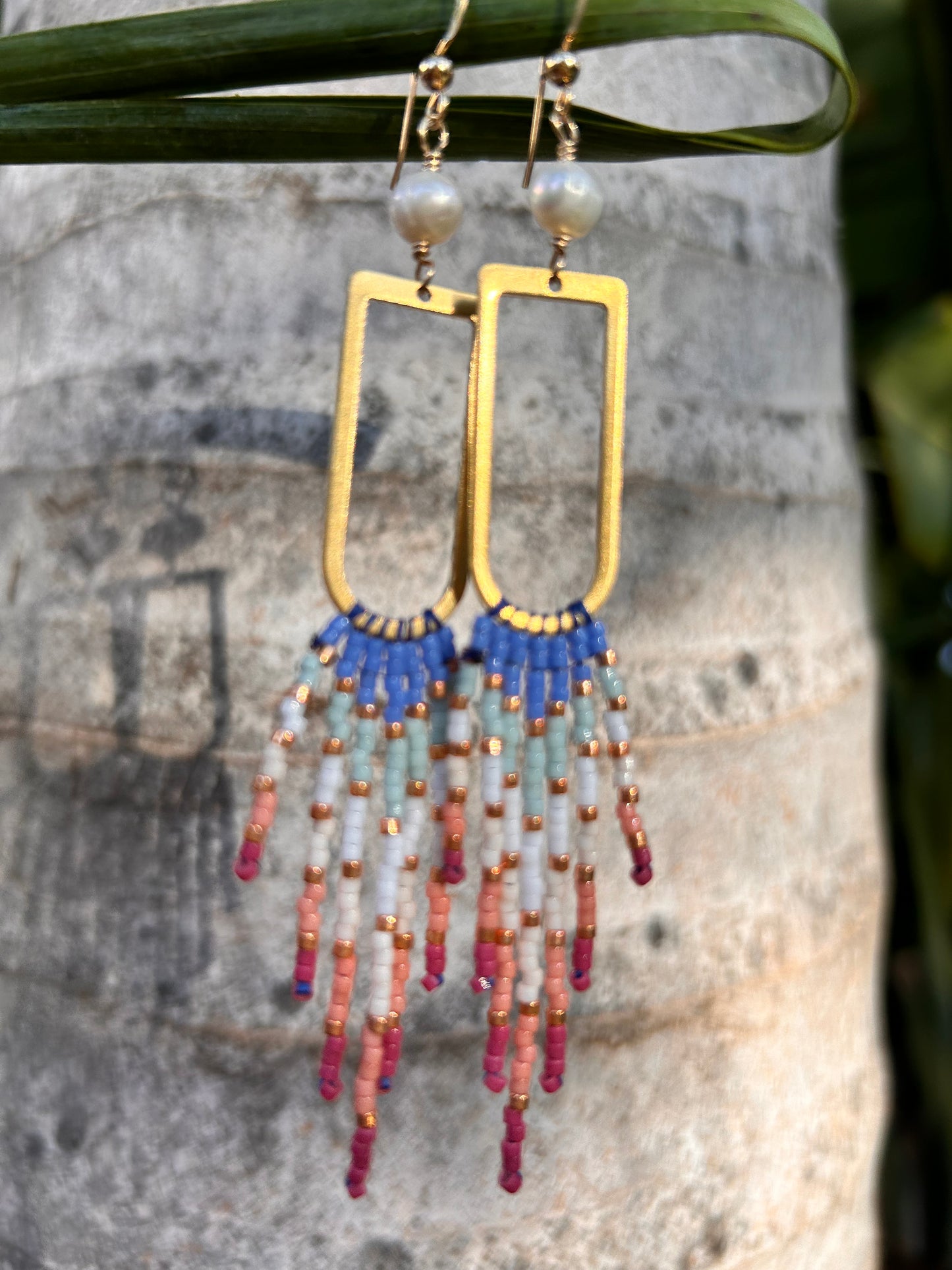 Coral Cove Pearl Fringe Earrings