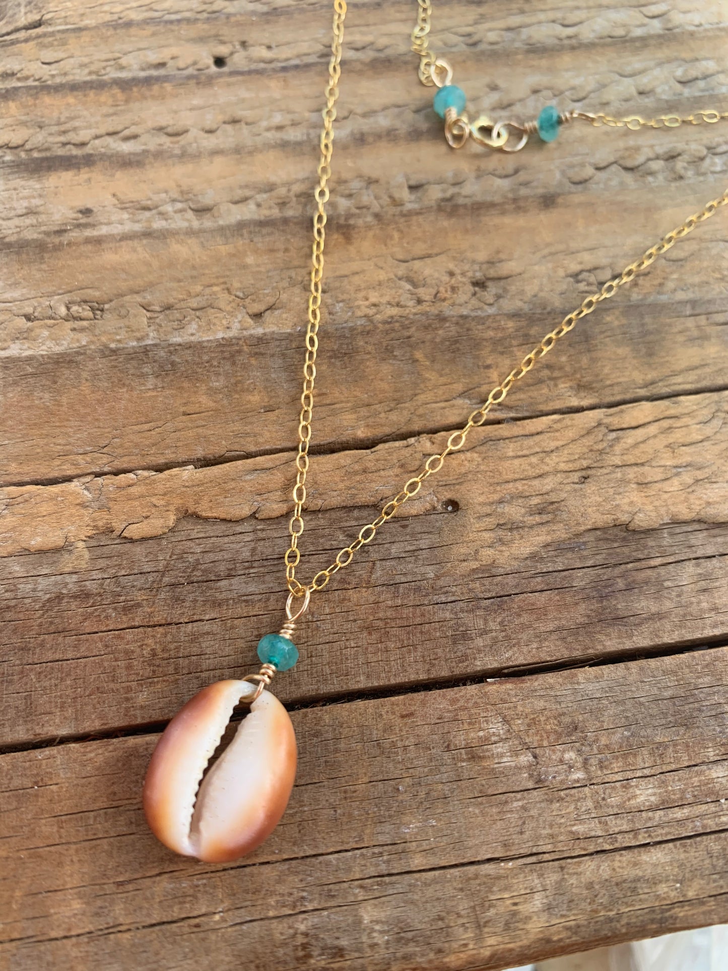 Cowrie Shell and Jade Necklace