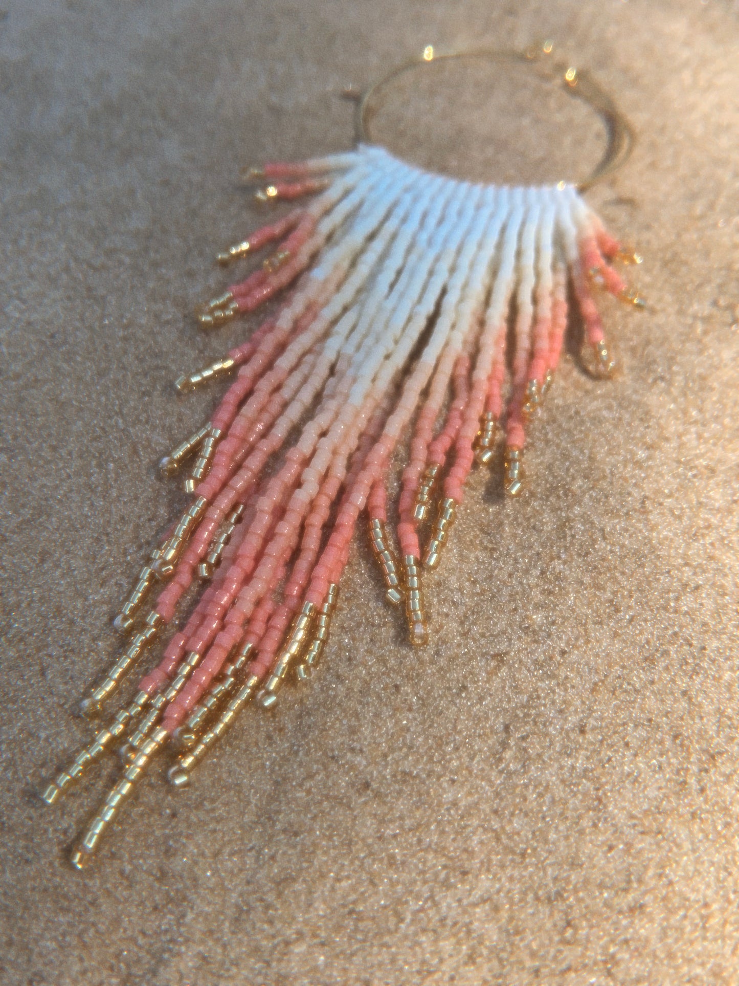 Large Hibiscus Fringe Earrings