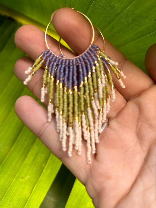 Purple Palm Fringe Earrings