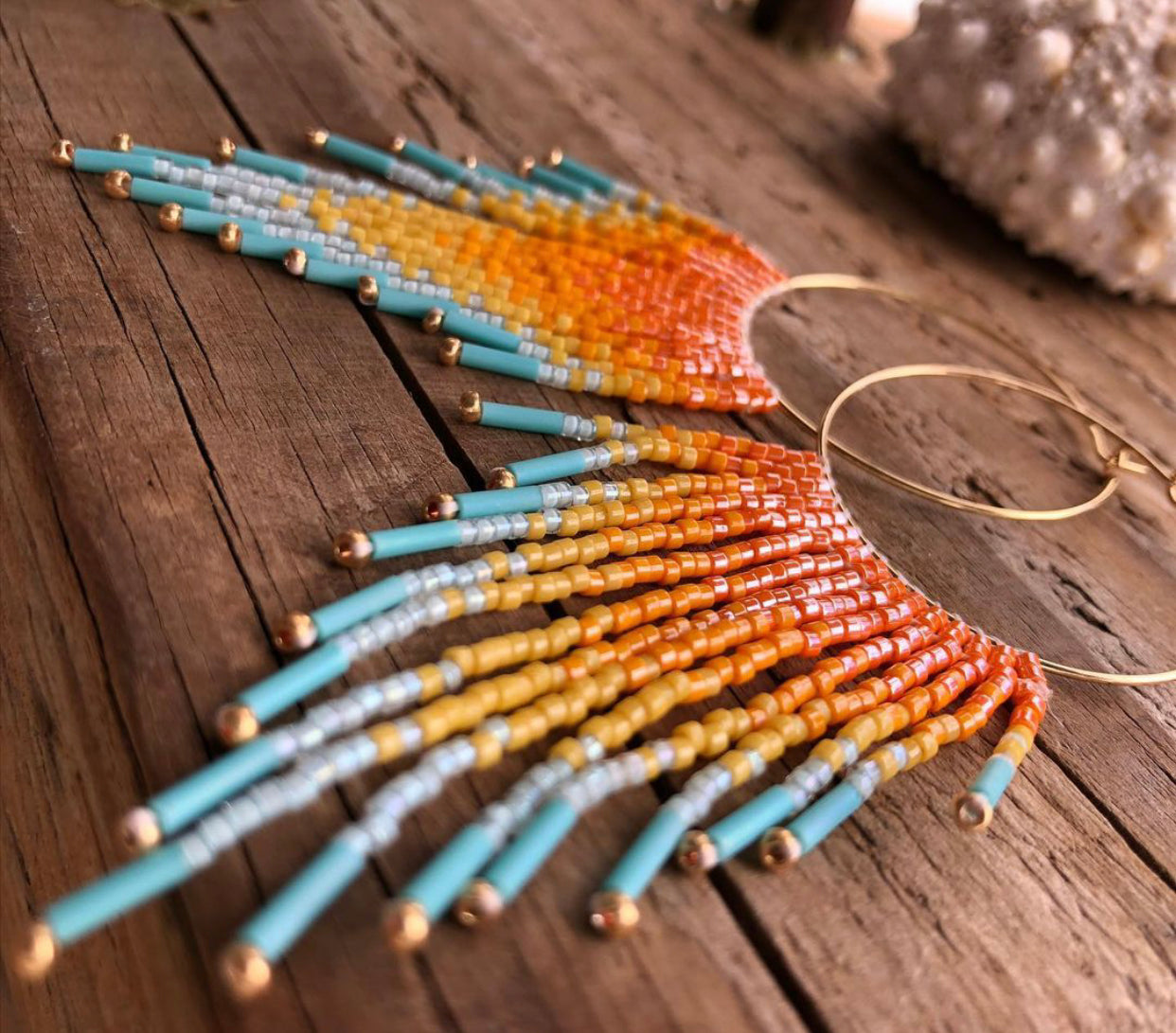 Maui Sunrise Fringe Earrings- Large